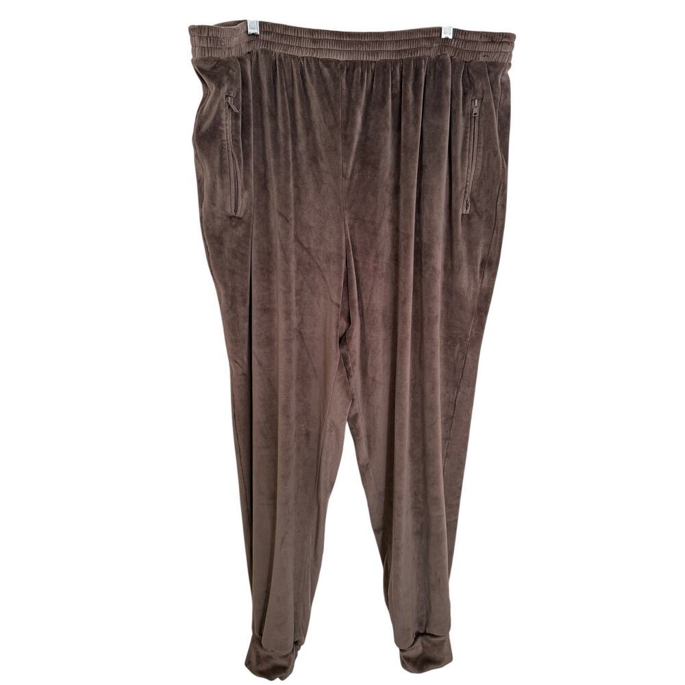 Skims Velour Brown Joggers Sweats Zipper Pockets Lounge Athleisure Plus Size 3XL